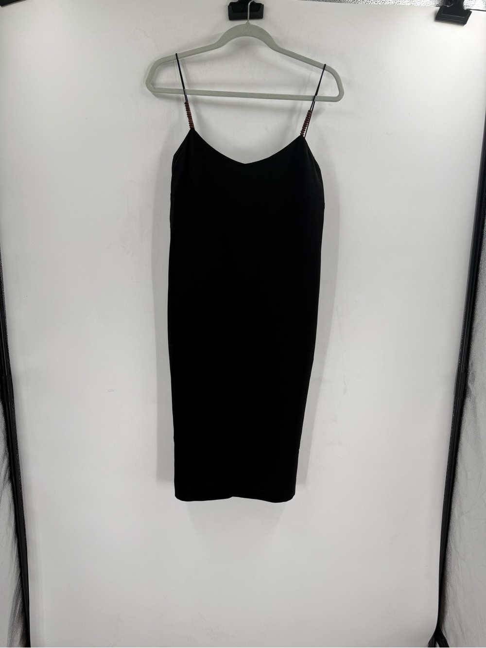 Ralph Lauren Black Midi Slip Dress with Thin Straps